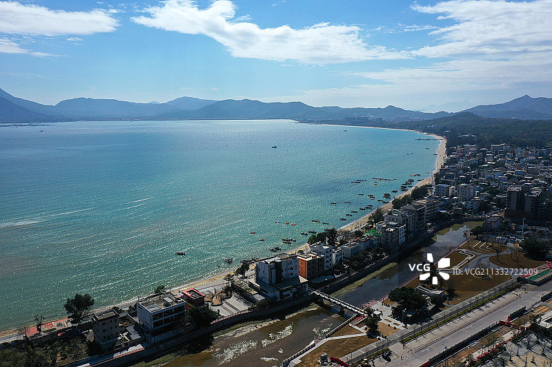 广东省深圳市大鹏新区大鹏所城与较场尾航拍图片素材