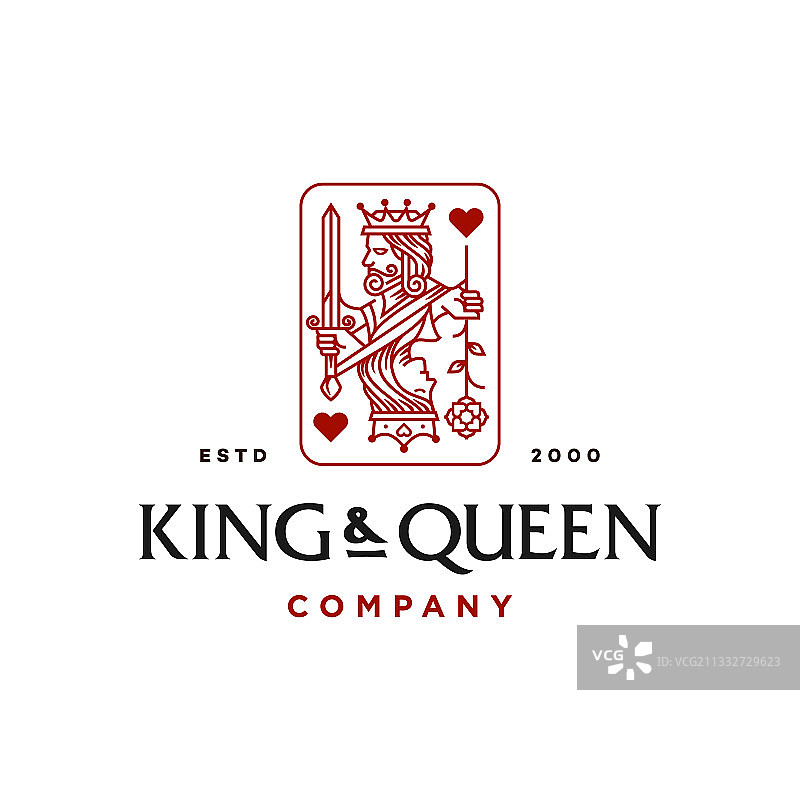 国王和王后红心扑克牌Logo图片素材
