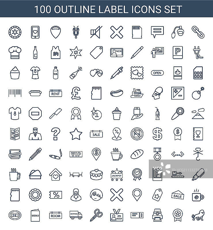 100个标签图标图片素材