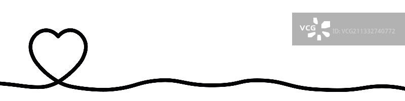 手绘单细线心形图片素材