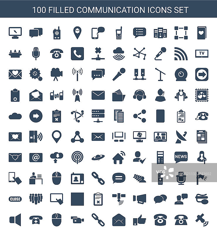 100个通信图标图片素材