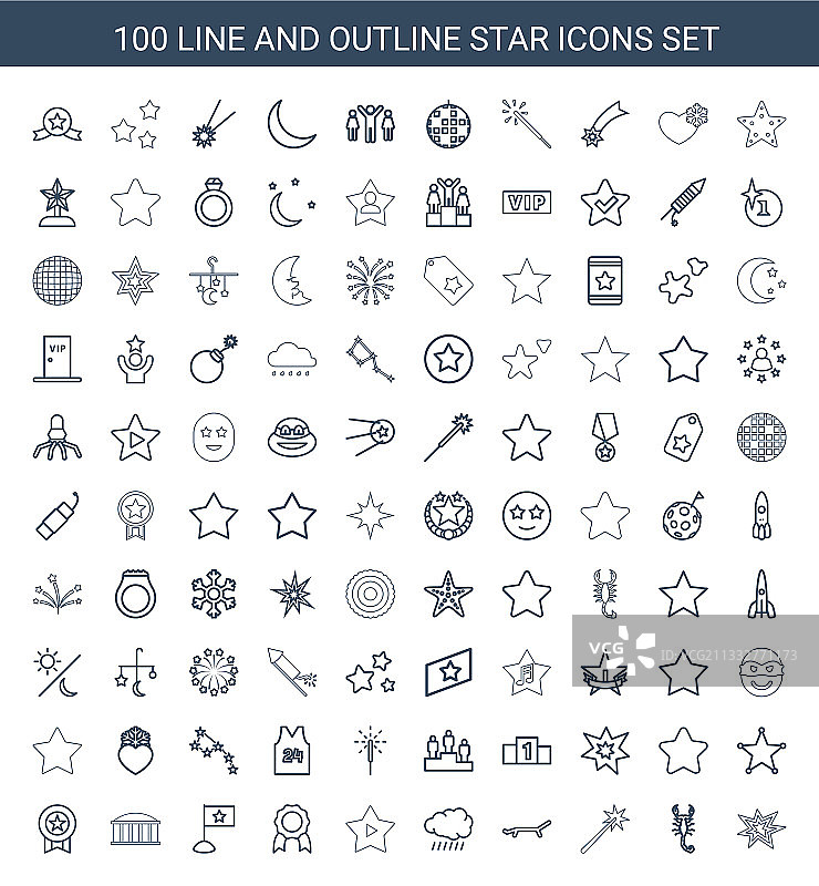 100个星星图标图片素材