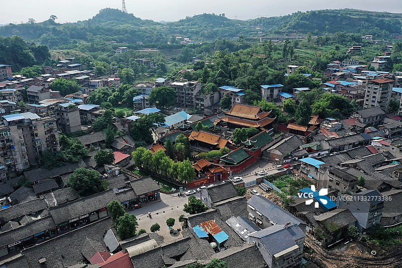 四川内江资中文庙和武庙航拍图片素材