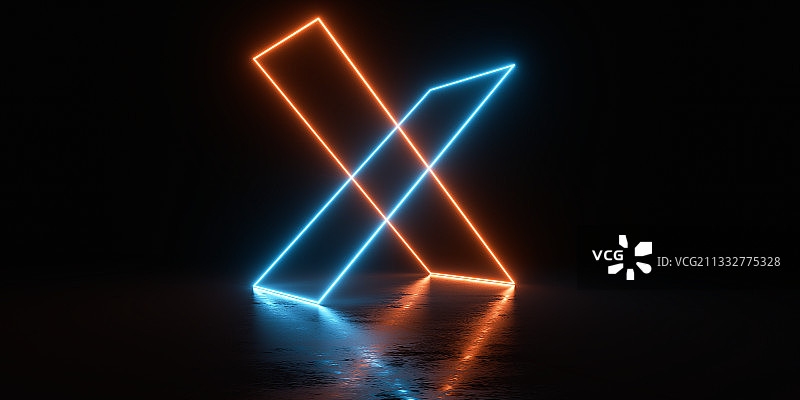 3D现代抽象霓虹灯空间背景图片素材