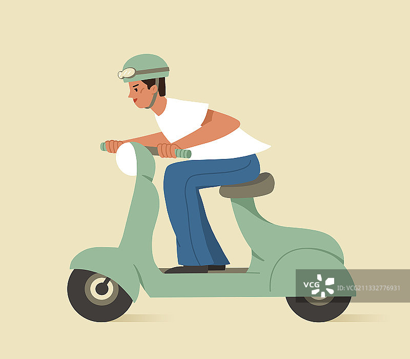 骑电动车戴安全帽的男性图片素材