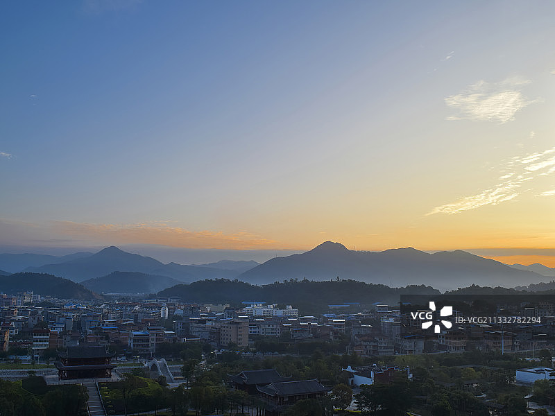 福州市闽侯县甘蔗早晨城市风景图片素材