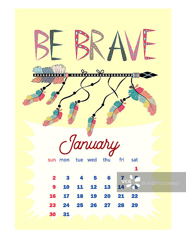 彩色可爱波西米亚风2022年月历图片素材