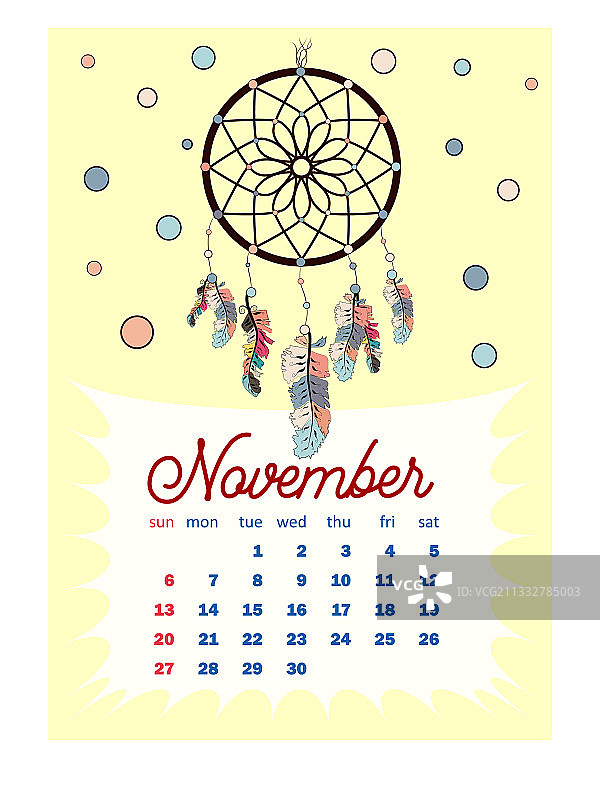 彩色可爱波西米亚风2022年月历图片素材