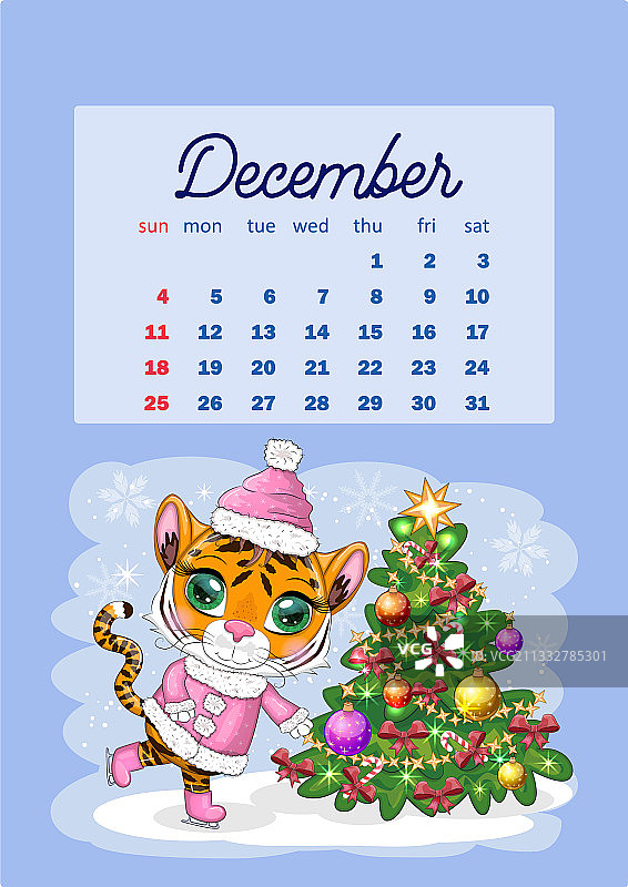 带有可爱纸板动物的2022年日历图片素材