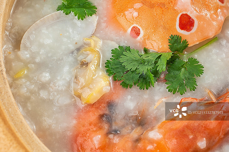 美味的螃蟹海鲜粥图片素材