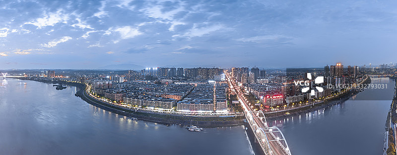 邵阳市资江沿岸全景（雪峰大桥、西湖桥、资江一桥）图片素材