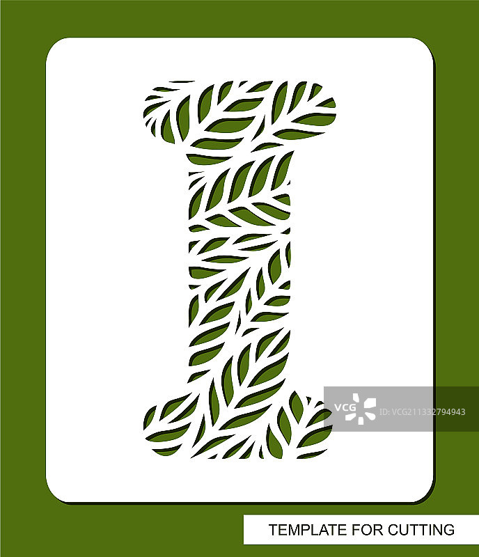 树叶字母I镂空图案图片素材