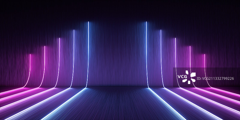 3D现代抽象霓虹灯空间背景图片素材