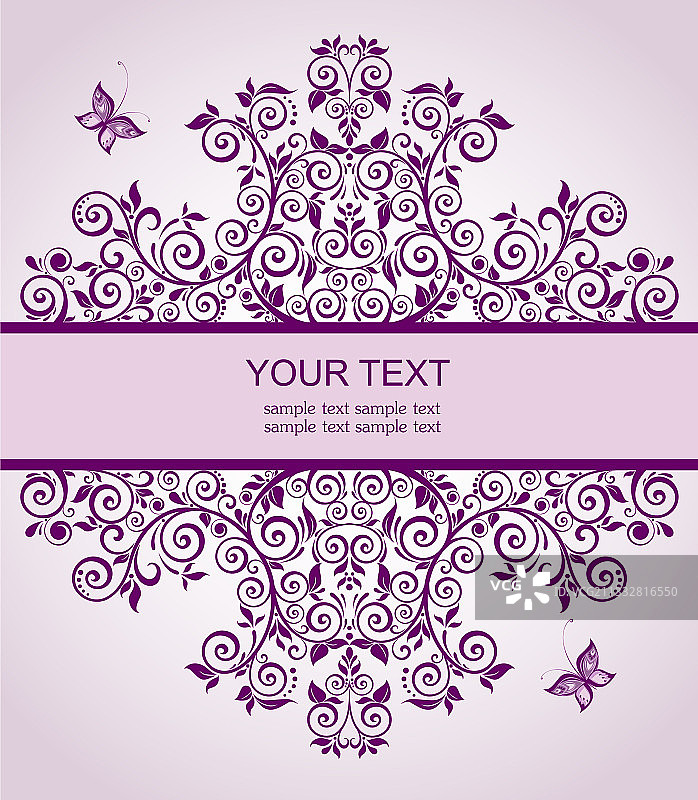 紫色复古花卉标题图片素材