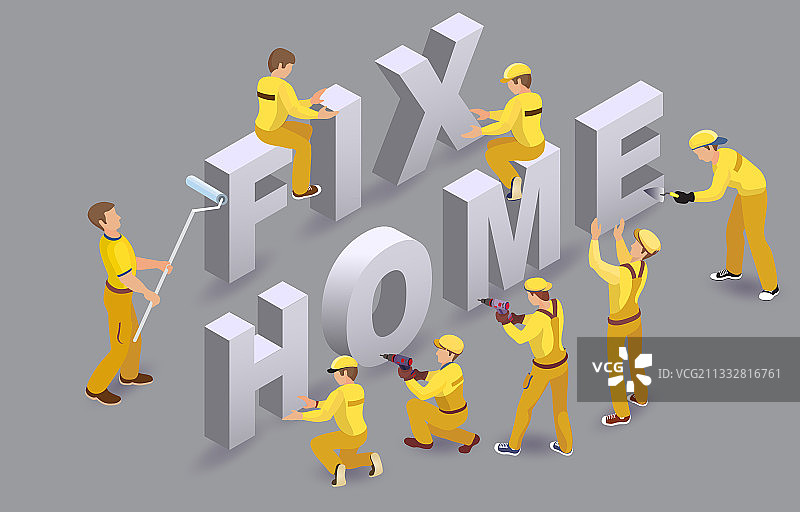 家庭维修团队建设者人物词汇巧手图片素材