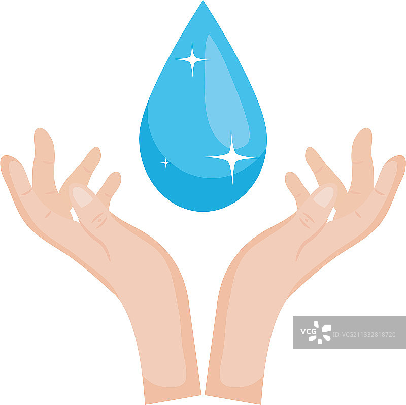 闪耀的彩色双手与水滴图标图片素材