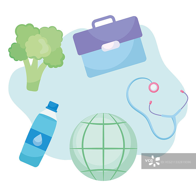 世界卫生日相关图标彩色设计图片素材
