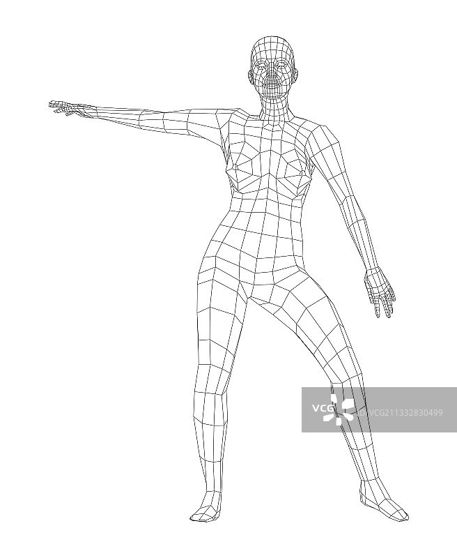 舞蹈姿势的线框芭蕾舞演员图片素材