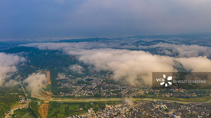 航拍于梅州市大埔县百侯镇。图片素材