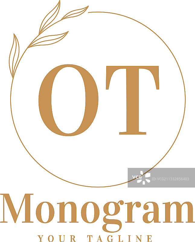 具有女性风格的 OT 首字母标志设计图片素材