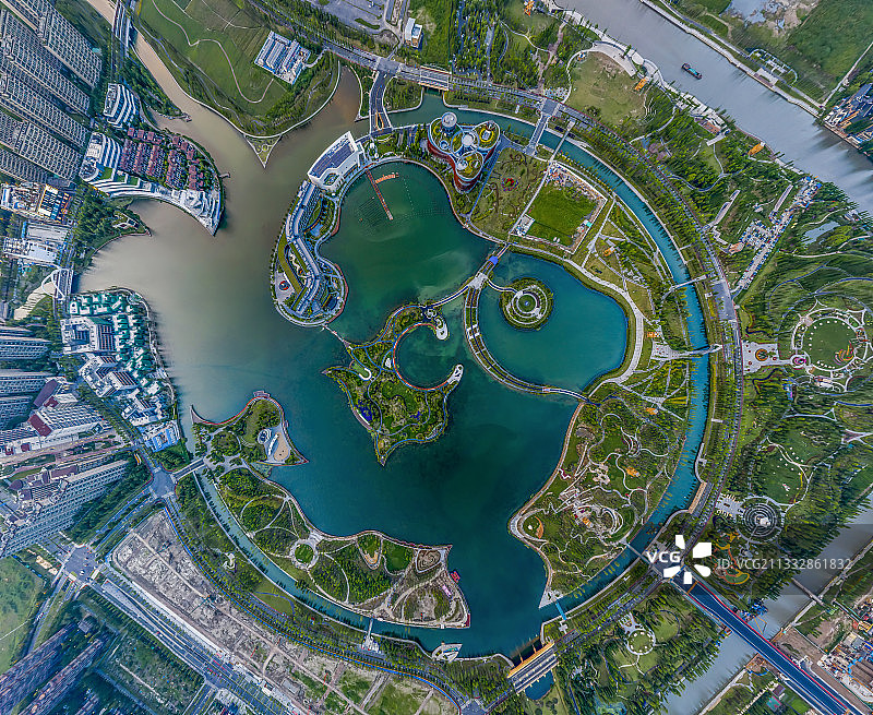 上海之鱼鸟瞰地形图图片素材