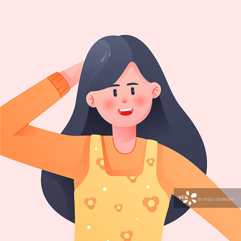 卡通女生女神节快乐青少年人物美女矢量插画图片素材