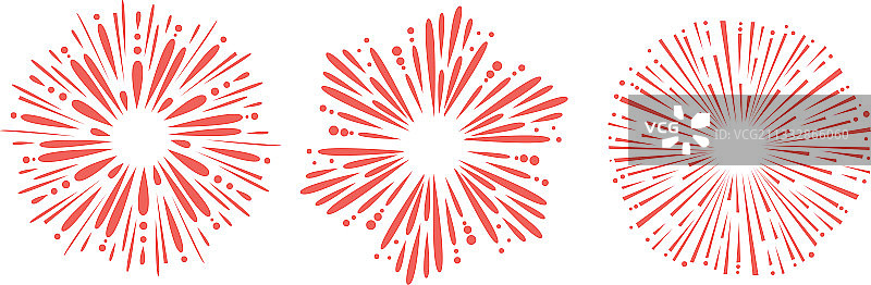 新年放烟花礼花矢量插画元素图片素材