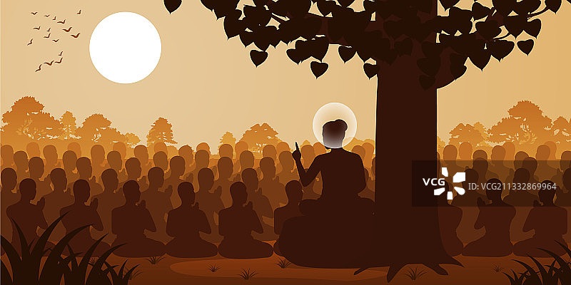 佛祖向人群宣讲佛法图片素材