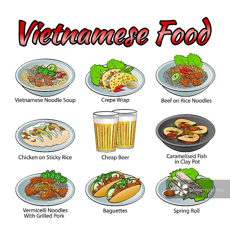 越南的美味和著名食品图片素材