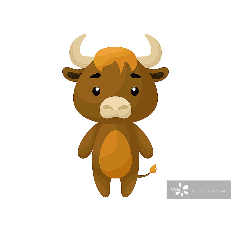 白色背景上的可爱小麝牛卡通图片素材