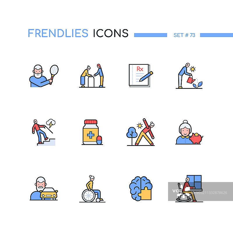 年长者 - 线条设计风格图标集图片素材