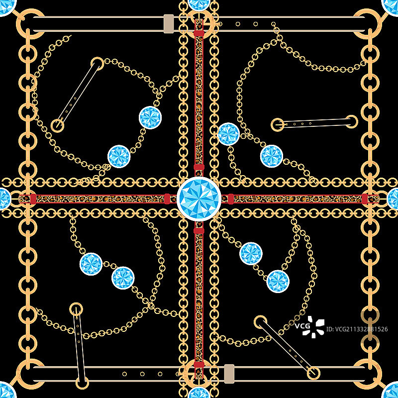 巴洛克风格金色链条无缝图案图片素材