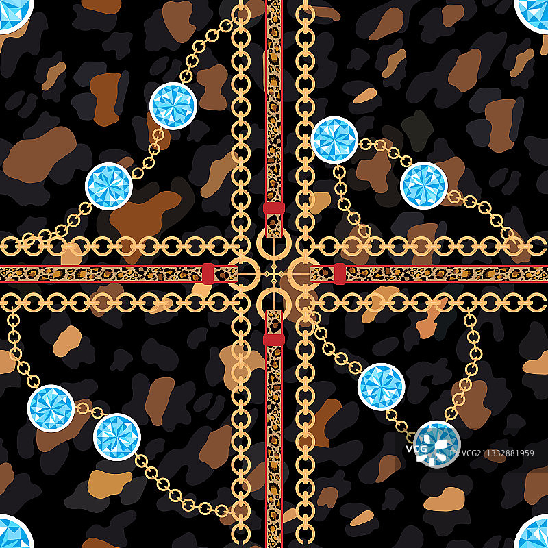 巴洛克风格金色链条无缝图案图片素材