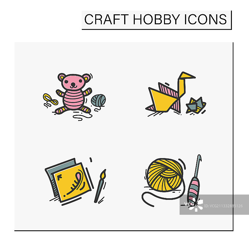 手工爱好手绘彩色图标图片素材