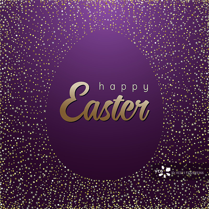 金色复活节彩蛋贺卡图片素材