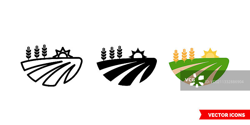 三种颜色的黑白田野图标图片素材