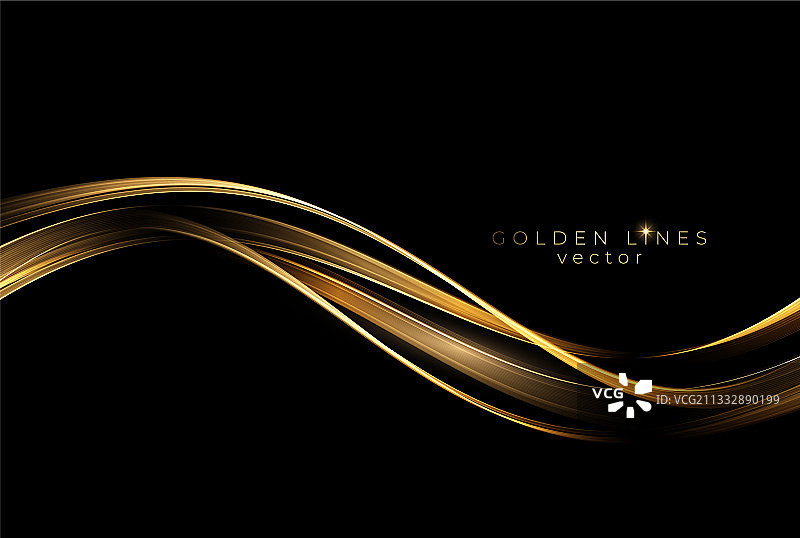 金色波浪抽象设计元素图片素材