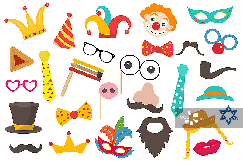 普林节狂欢节趣味服装元素图片素材