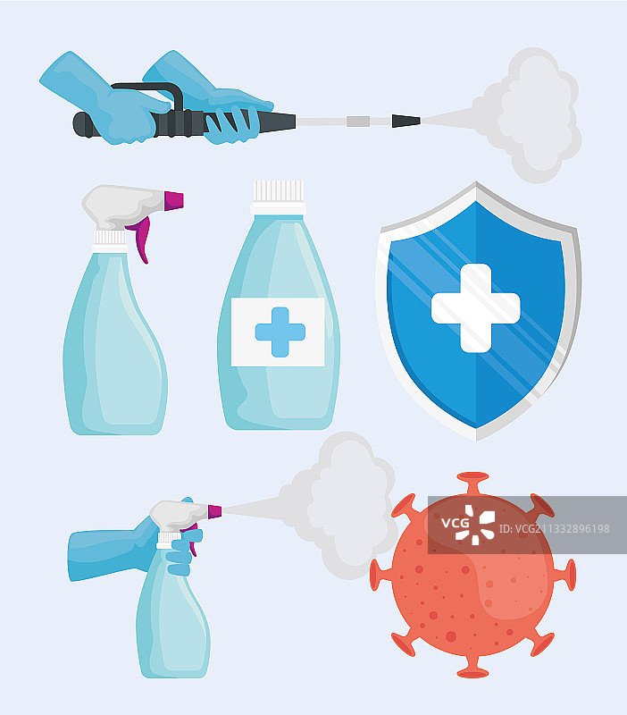 六件套新冠消毒图标合集图片素材
