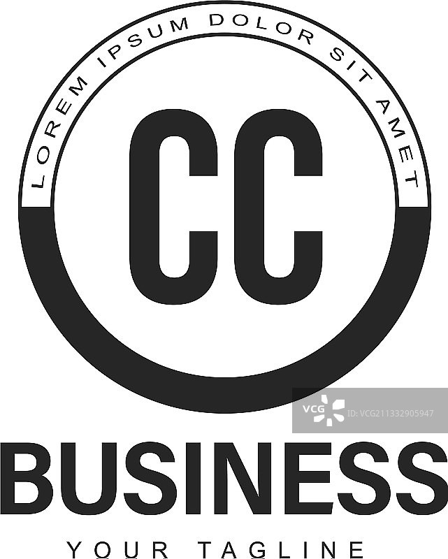 具有抽象风格的CC首字母标志设计图片素材