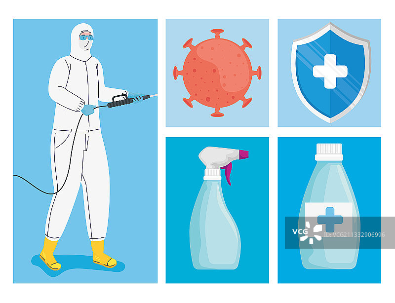 五种新冠消毒剂图标合集图片素材