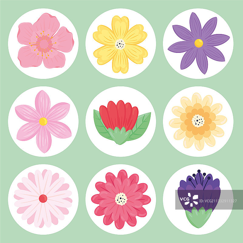 九款春季美妆花朵图案合集图片素材