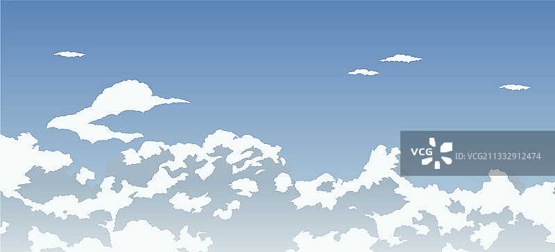 卡通版美丽多云的蓝天图片素材