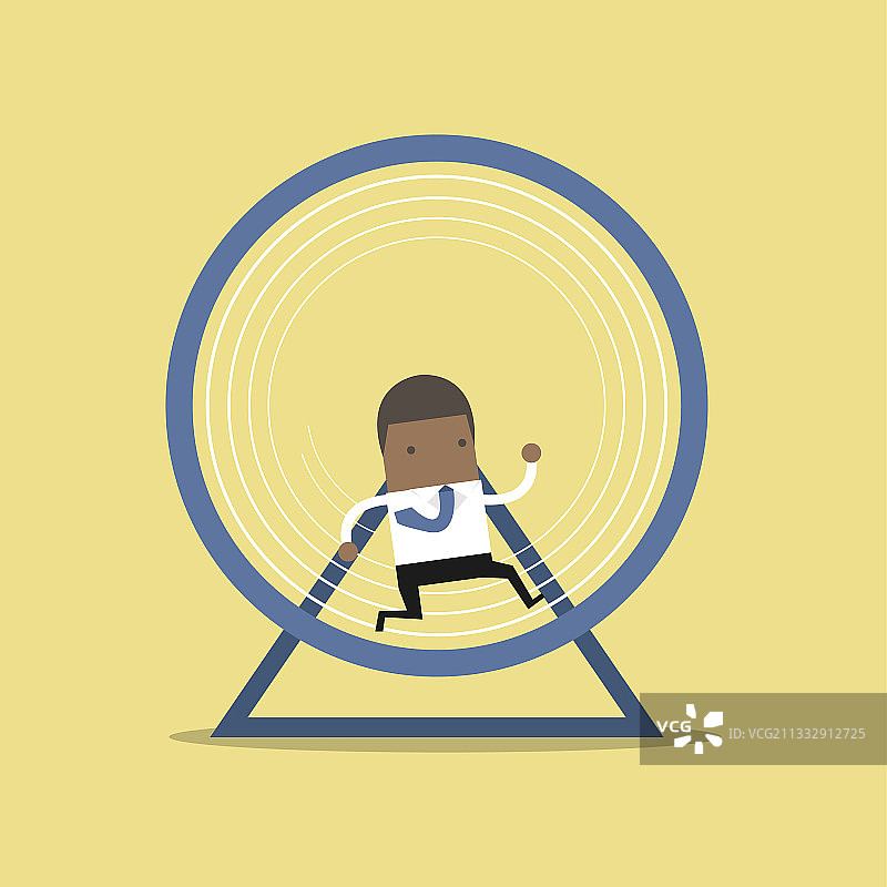 在仓鼠轮中奔跑的非洲商人图片素材