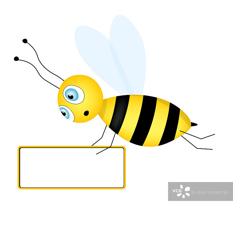 卡通可爱蜜蜂吉祥物与空位图片素材