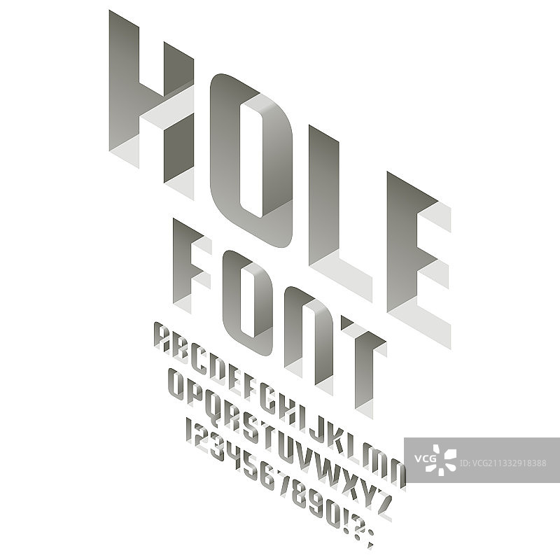 2.5D表面深度3D字体穿孔字母图片素材