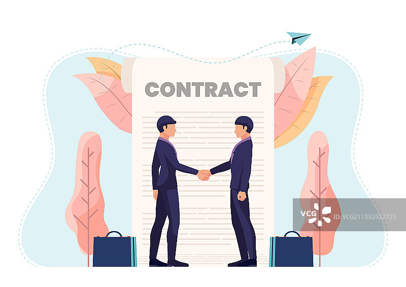 商人与对方握手并签订合同图片素材