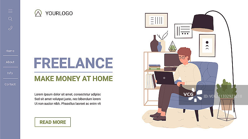 在家通过网站赚钱的自由职业者图片素材