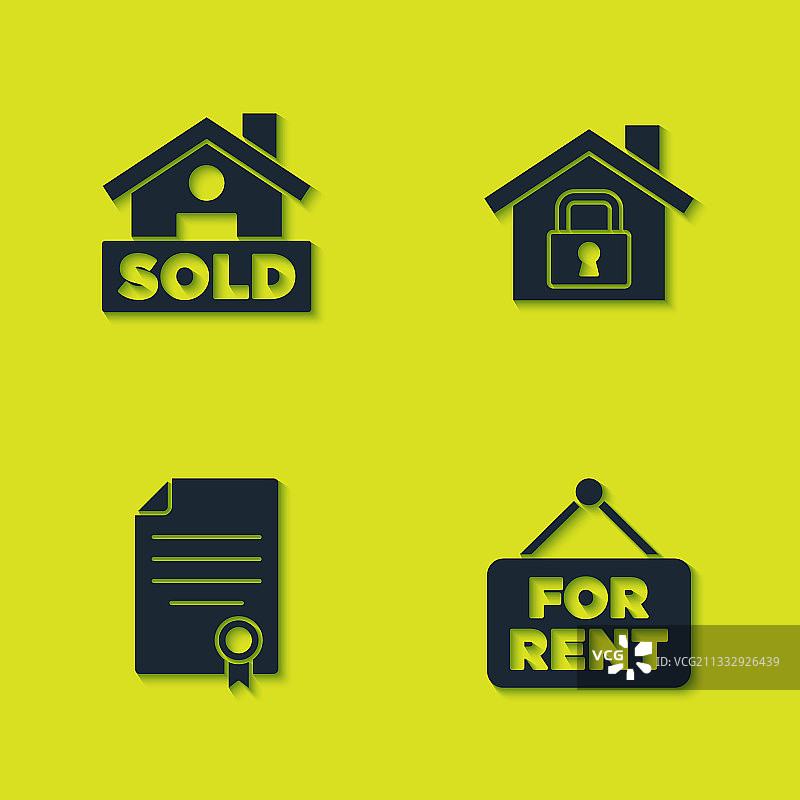 带房屋出租出售文字的悬挂标志图片素材