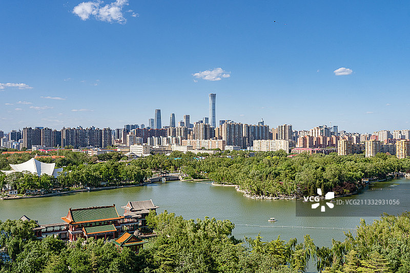 北京市国贸龙潭湖公园同框图片素材